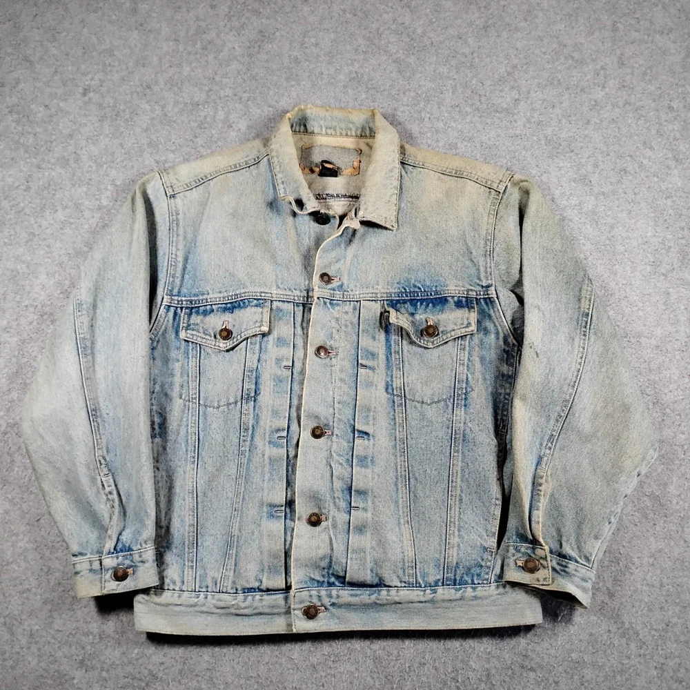 Vintage Katana Jeans Denim Trucker Jacket Light Wash Blue Mens Size Medium‎ M